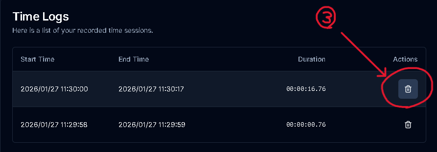 Firebase連携後プロトタイプの動作確認。機能3のテストの模様。「時計ログアプリ/削除機能」