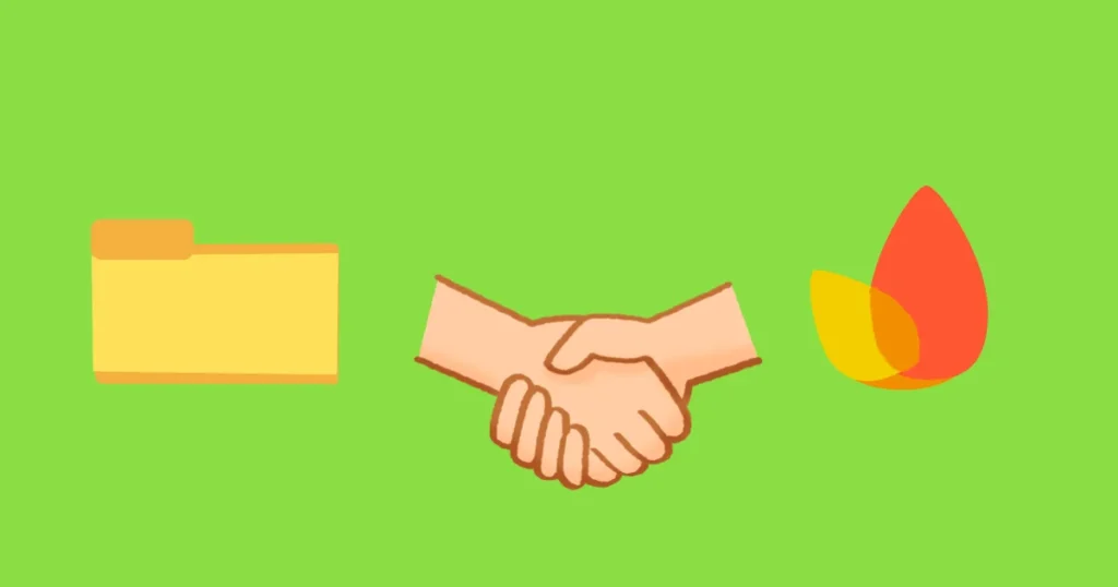 ローカルファイルとFirebaseが連携している様子のイラスト。