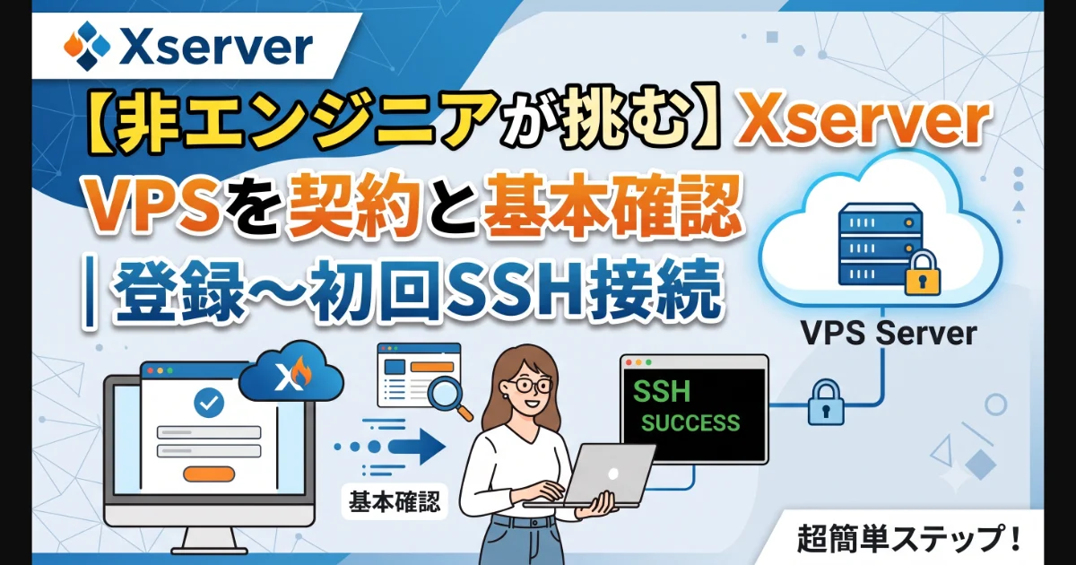 「【非エンジニアが挑む】Xserver VPSを契約と基本確認｜登録〜初回SSH接続」の構成