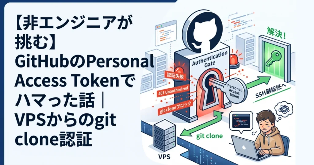 【非エンジニアが挑む】GitHubのPersonal Access Tokenでハマった話｜VPSからのgit clone認証の構成
