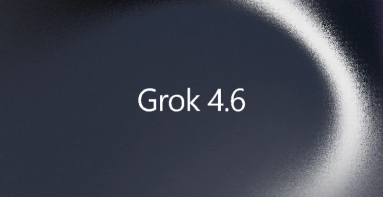中央に「Grok 4.6」のテキストが配され、右側に白い光のグラデーションが描かれた表示画面。