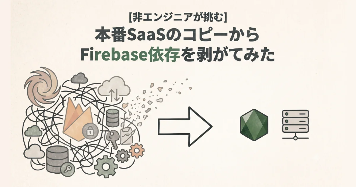 「非エンジニアが挑む 本番SaaSのコピーからFirebase依存を剥がしてみた」のテキスト