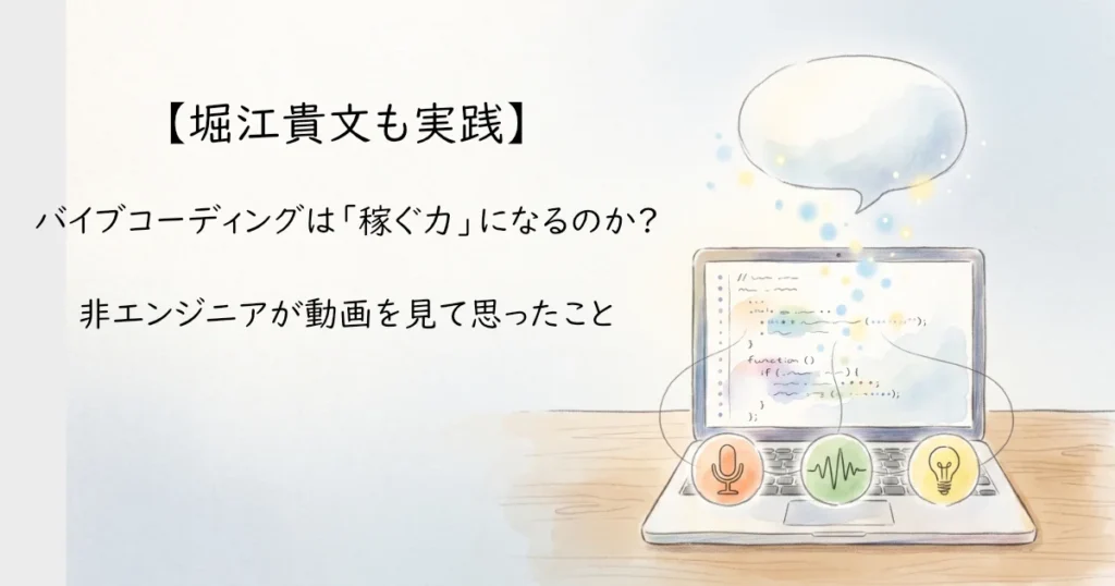 【堀江貴文も実践】バイブコーディングは「稼ぐ力」になるのか？非エンジニアの考察