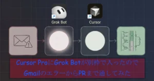 Cursor ProにGrok Botが別枠で入ったのでGmailのエラーからPRまで通してみた