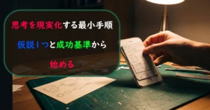 思考を現実化する最小手順。仮説1つと成功基準から始める開発プロセスの解説。