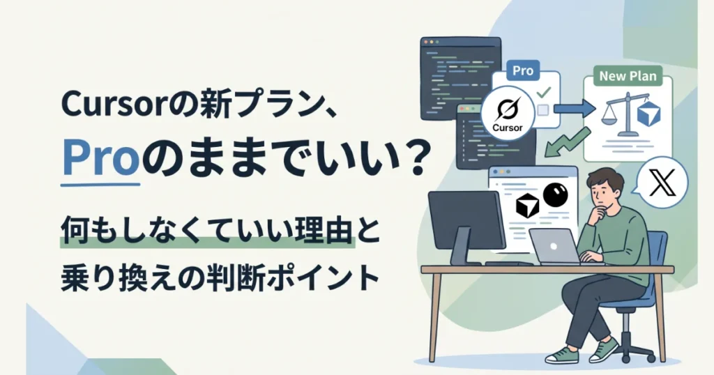 Cursorの新プラン、Proのままでいい？ 何もしなくていい理由と乗り換えの判断ポイント