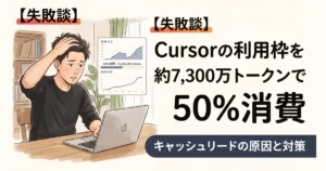 【失敗談】Cursorの利用枠を約7,300万トークンで50%消費 キャッシュリードの原因と対策